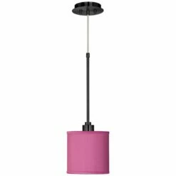 Pink Orchid Faux Silk Giclee Black Mini Pendant Light -Lighting Sales Shop pink orchid faux silk giclee black mini pendant light 688j6