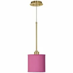 Pink Orchid Faux Silk Giclee Gold Mini Pendant Light -Lighting Sales Shop pink orchid faux silk giclee gold mini pendant light 678j6