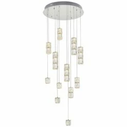 Polaris 24" Wide Chrome And Crystal LED Multi Light Pendant -Lighting Sales Shop polaris 24 inch wide chrome and crystal led multi light pendant 77e00