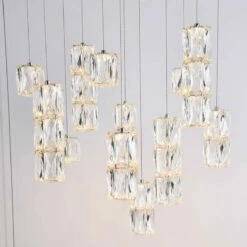 Polaris 24" Wide Chrome And Crystal LED Multi Light Pendant -Lighting Sales Shop polaris 24 inch wide chrome and crystal led multi light pendant 77e00views3