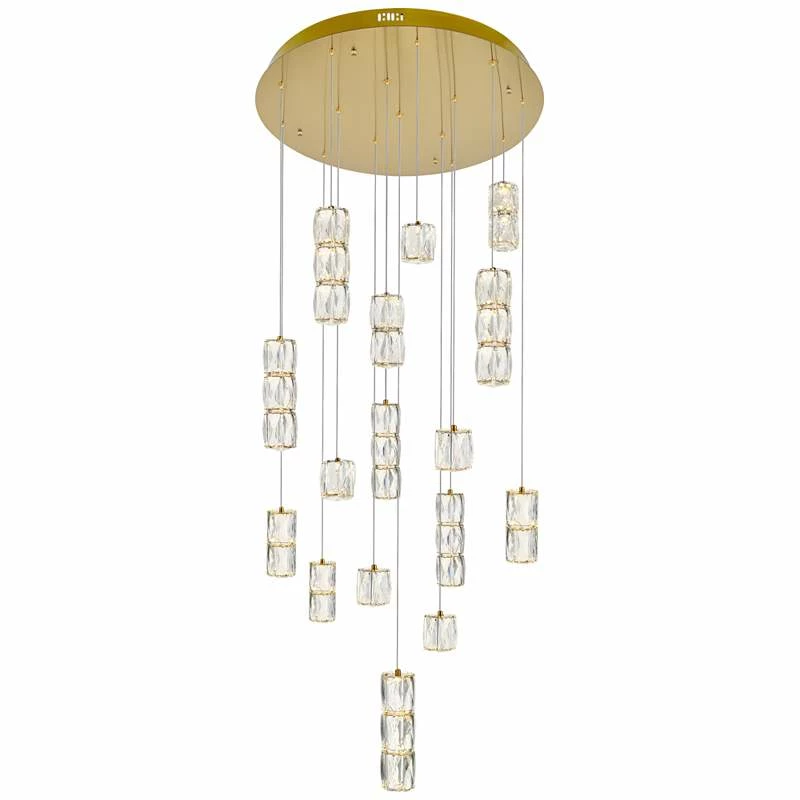 Polaris 28" Wide Gold And Crystal LED Multi Light Pendant 4 Polaris 28" Wide Gold And Crystal LED Multi Light Pendant - Image 2