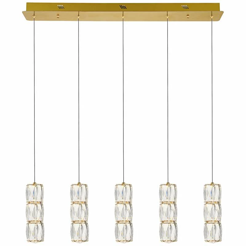 Polaris 36" Wide Gold Crystal LED Linear Multi Light Pendant 4 Polaris 36" Wide Gold Crystal LED Linear Multi Light Pendant - Image 2