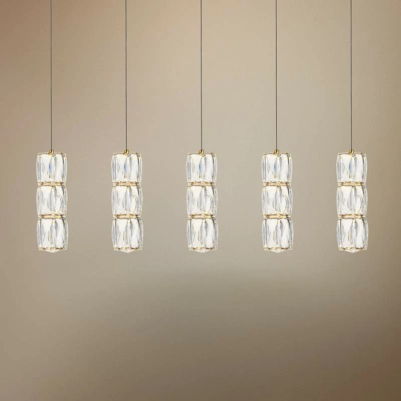 Polaris 36" Wide Gold Crystal LED Linear Multi Light Pendant 3 Polaris 36" Wide Gold Crystal LED Linear Multi Light Pendant