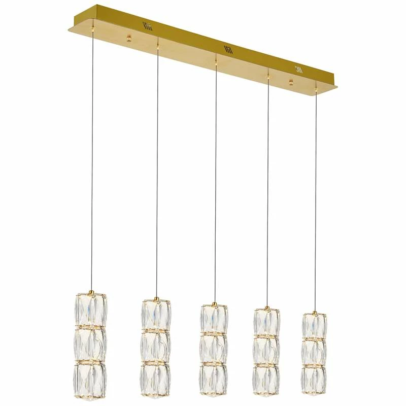 Polaris 36" Wide Gold Crystal LED Linear Multi Light Pendant 5 Polaris 36" Wide Gold Crystal LED Linear Multi Light Pendant - Image 3