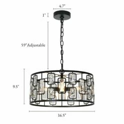 Polia 16 1/2" Wide Black Metal 4-Light Drum Chandelier -Lighting Sales Shop polia 16 and one half inch wide black metal 4 light drum chandelier 663p5views4