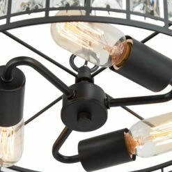 Polia 16" Wide Black Metal 3-Light Drum Chandelier -Lighting Sales Shop polia 16 inch wide black metal 3 light drum chandelier 644p5views2