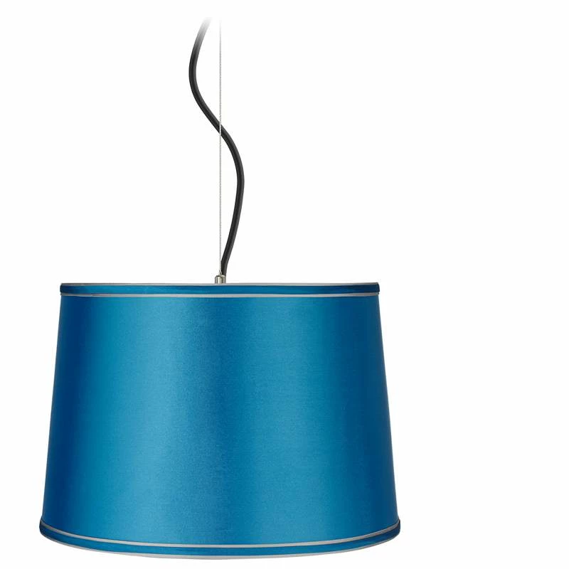 Possini Euro 16" Wide Satin Turquoise Shade Pendant Light 4 Possini Euro 16" Wide Satin Turquoise Shade Pendant Light - Image 2