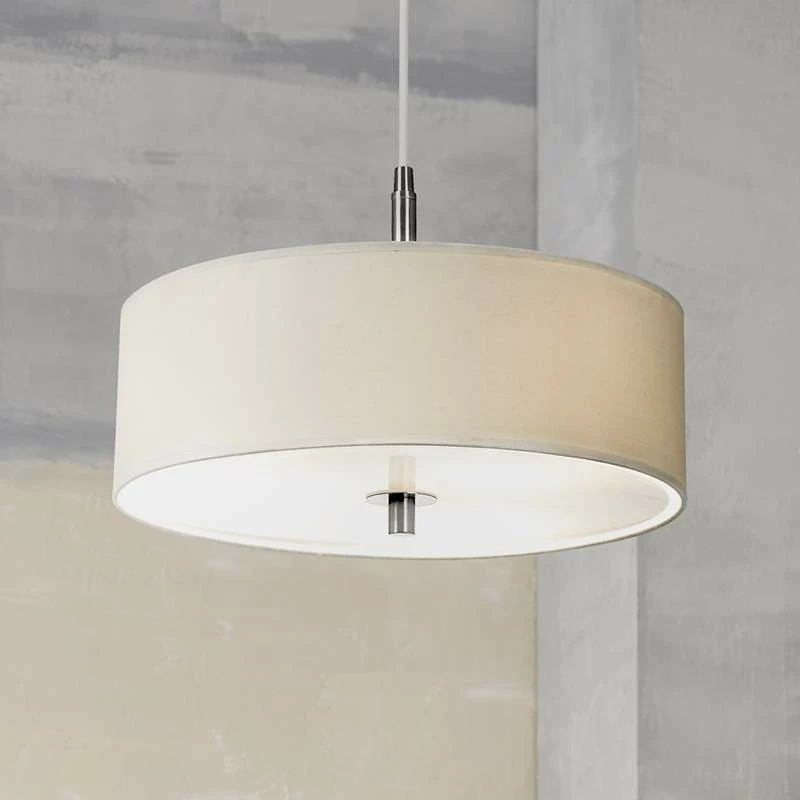 Possini Euro 16" Wide White Brushed Nickel Modern Pendant Light 4 Possini Euro 16" Wide White Brushed Nickel Modern Pendant Light - Image 2