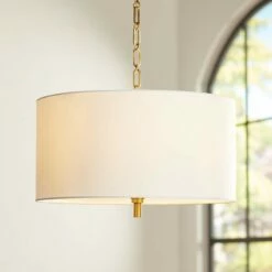Possini Euro 20" Wide Warm Gold Pendant Light With White Shade