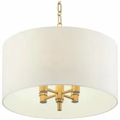 Possini Euro 20" Wide Warm Gold Pendant Light With White Shade -Lighting Sales Shop possini euro 20 inch wide warm gold pendant light with white shade 42e57views1