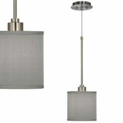 Possini Euro 7" Wide Gray Textured Faux Silk Mini Pendant Light