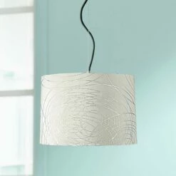 Possini Euro Abstract Silver Circles Shade 16" Wide Pendant Light