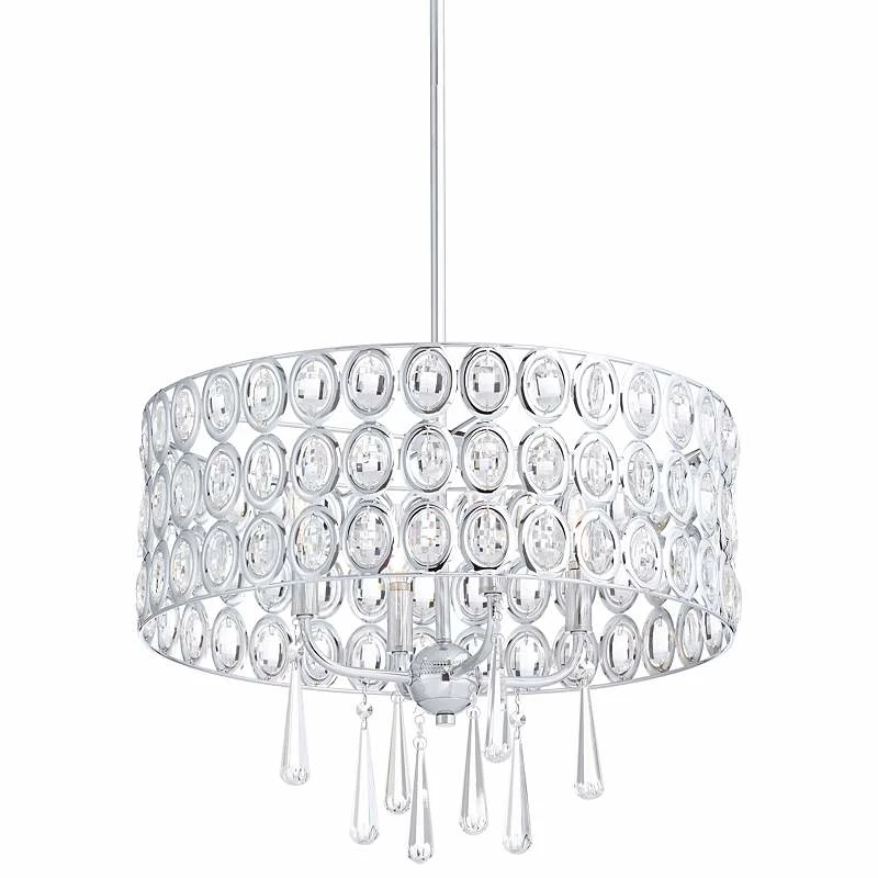 Possini Euro Almyra 19" Wide Modern Chrome And Crystal Pendant Light 4 Possini Euro Almyra 19" Wide Modern Chrome And Crystal Pendant Light - Image 2