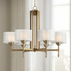 Possini Euro Beauchamp 32" Wide Gold Double Shade 6-Light Chandelier