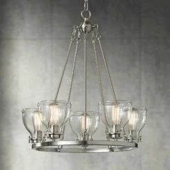 Possini Euro Bellis 24 1/2" Brushed Nickel 5-Light Ring Chandelier