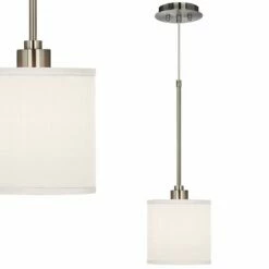 Possini Euro Cream White 7" Wide Textured Faux Silk Mini Pendant Light