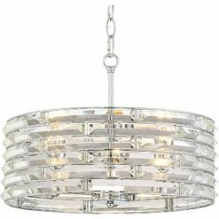 Possini Euro Ebbets 18" Wide Chrome Round Pendant Light -Lighting Sales Shop possini euro ebbets 18 inch wide chrome round pendant light 9h360