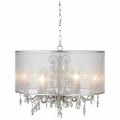 Possini Euro Farina 23" Wide Organza Silver Pendant Light -Lighting Sales Shop possini euro farina 23 inch wide organza silver pendant light w9781