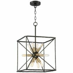 Possini Euro Gantz 15" Bronze-Brass 12-Light Square Modern Pendant -Lighting Sales Shop possini euro gantz 15 inch bronze brass 12 light square modern pendant 45h31