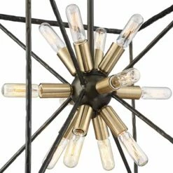 Possini Euro Gantz 15" Bronze-Brass 12-Light Square Modern Pendant -Lighting Sales Shop possini euro gantz 15 inch bronze brass 12 light square modern pendant 45h31views1