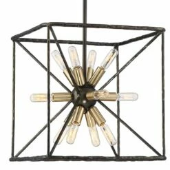 Possini Euro Gantz 15" Bronze-Brass 12-Light Square Modern Pendant -Lighting Sales Shop possini euro gantz 15 inch bronze brass 12 light square modern pendant 45h31views2