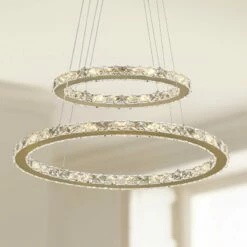 Possini Euro Glenna 23 1/4" Wide Gold 2-Ring Oval LED Pendant Light