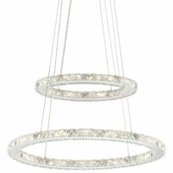 Possini Euro Glenna 23 3/4" Wide Chrome 2-Ring LED Pendant Light -Lighting Sales Shop possini euro glenna 23 and three quarter inch wide chrome 2 ring led pendant light 64x10