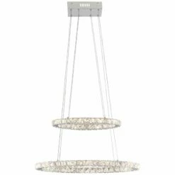 Possini Euro Glenna 23 3/4" Wide Chrome 2-Ring LED Pendant Light -Lighting Sales Shop possini euro glenna 23 and three quarter inch wide chrome 2 ring led pendant light 64x10views3
