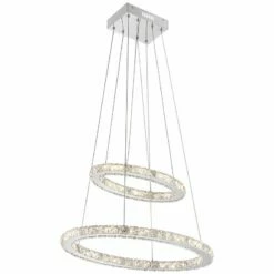 Possini Euro Glenna 23 3/4" Wide Chrome 2-Ring LED Pendant Light -Lighting Sales Shop possini euro glenna 23 and three quarter inch wide chrome 2 ring led pendant light 64x10views4