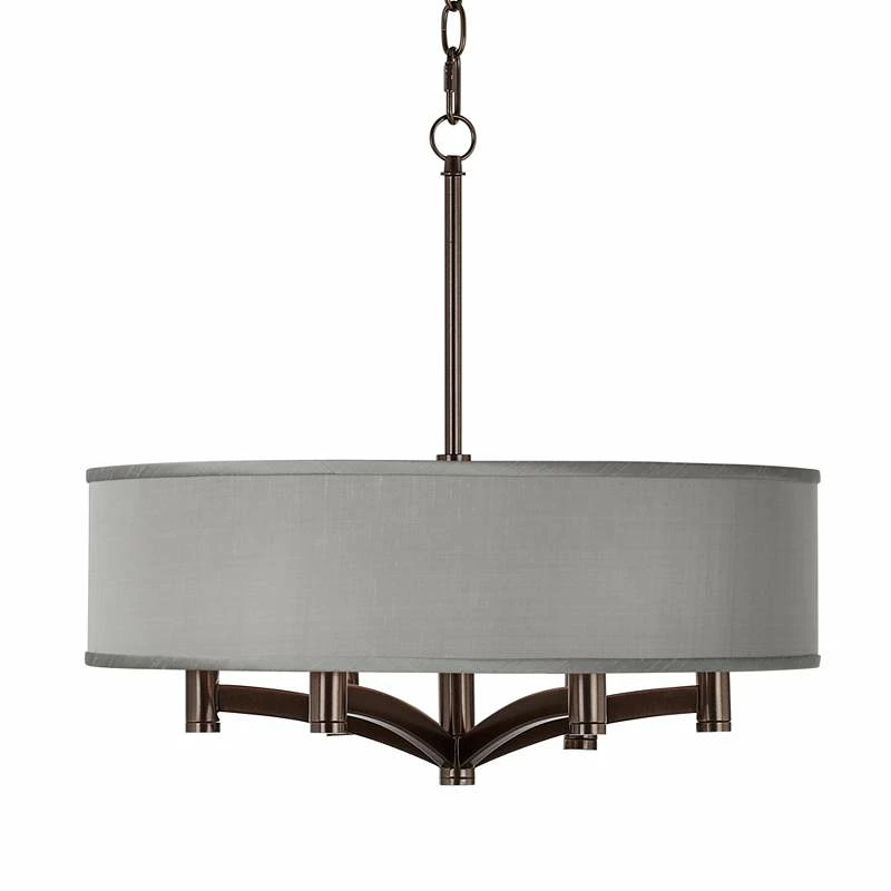 Possini Euro Gray Faux Silk Ava 6-Light Bronze Pendant Chandelier 3 Possini Euro Gray Faux Silk Ava 6-Light Bronze Pendant Chandelier