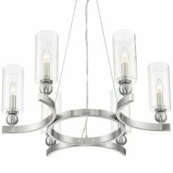 Possini Euro Hobbes 24 1/4" Wide Satin Nickel 6-Light Ring Chandelier -Lighting Sales Shop possini euro hobbes 24 and one quarter inch wide satin nickel 6 light ring chandelier 91x48views3