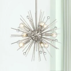 Possini Euro Janae 18" Wide Polished Nickel Pendant Light