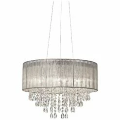 Possini Euro Jolie 20" Wide Silver Fabric Crystal Chandelier -Lighting Sales Shop possini euro jolie 20 inch wide silver fabric crystal chandelier w7974