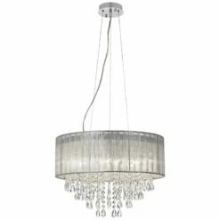 Possini Euro Jolie 20" Wide Silver Fabric Crystal Chandelier -Lighting Sales Shop possini euro jolie 20 inch wide silver fabric crystal chandelier w7974views3