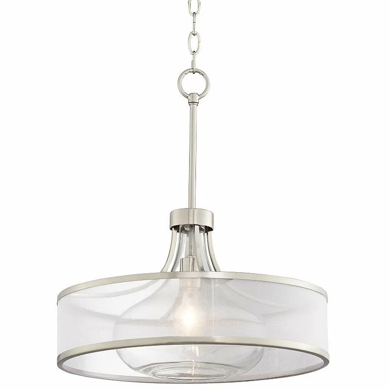 Possini Euro Layne 19 1/4" Wide Brushed Nickel Pendant Light 4 Possini Euro Layne 19 1/4" Wide Brushed Nickel Pendant Light - Image 2