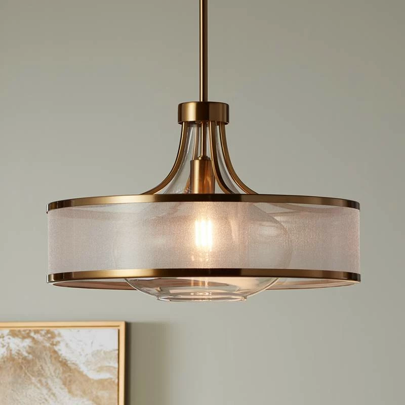 Possini Euro Layne 19" Wide Warm Antique Gold Pendant Light 3 Possini Euro Layne 19" Wide Warm Antique Gold Pendant Light