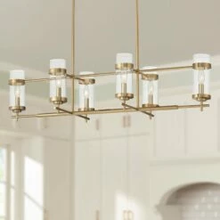 Possini Euro Mikel 42" Wide Soft Gold 6-Light Island Pendant