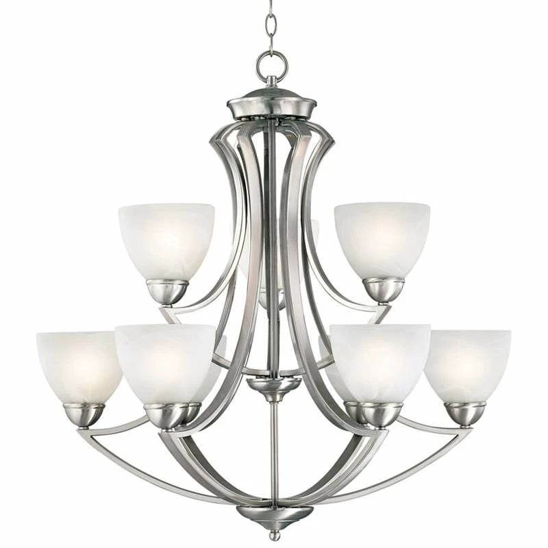 Possini Euro Milbury 30" Wide Satin Nickel 9-Light Chandelier 4 Possini Euro Milbury 30" Wide Satin Nickel 9-Light Chandelier - Image 2