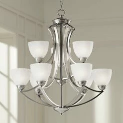 Possini Euro Milbury 30" Wide Satin Nickel 9-Light Chandelier