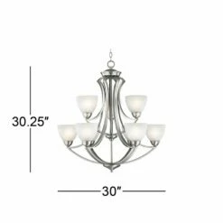 Possini Euro Milbury 30" Wide Satin Nickel 9-Light Chandelier 11 Possini Euro Milbury 30" Wide Satin Nickel 9-Light Chandelier -Lighting Sales Shop possini euro milbury 30 inch wide satin nickel 9 light chandelier p0508views3