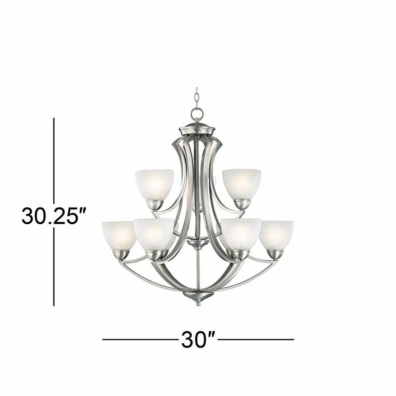 Possini Euro Milbury 30" Wide Satin Nickel 9-Light Chandelier 7 Possini Euro Milbury 30" Wide Satin Nickel 9-Light Chandelier - Image 5