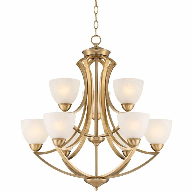 Possini Euro Milbury 30" Wide Soft Gold 9-Light 2-Tier Chandelier 4 Possini Euro Milbury 30" Wide Soft Gold 9-Light 2-Tier Chandelier - Image 2