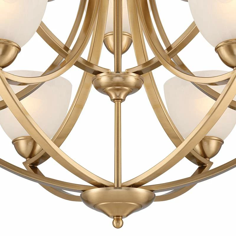 Possini Euro Milbury 30" Wide Soft Gold 9-Light 2-Tier Chandelier 6 Possini Euro Milbury 30" Wide Soft Gold 9-Light 2-Tier Chandelier - Image 4