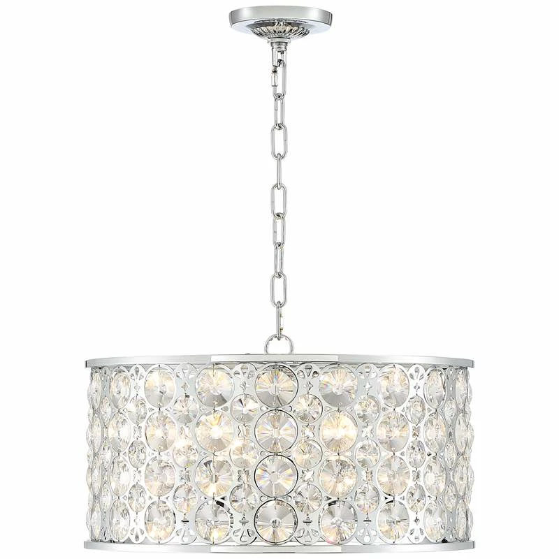 Possini Euro Murphy 19 3/4" Wide Chrome And Crystal Drum Pendant Light 8 Possini Euro Murphy 19 3/4" Wide Chrome And Crystal Drum Pendant Light - Image 6
