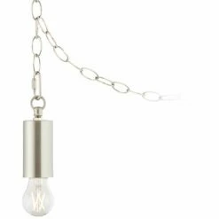 Possini Euro Nickel Plug-In Hanging Swag Chandelier With Clear A15 LED Bulb