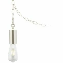 Possini Euro Nickel Plug-In Hanging Swag Chandelier With Edison LED Bulb