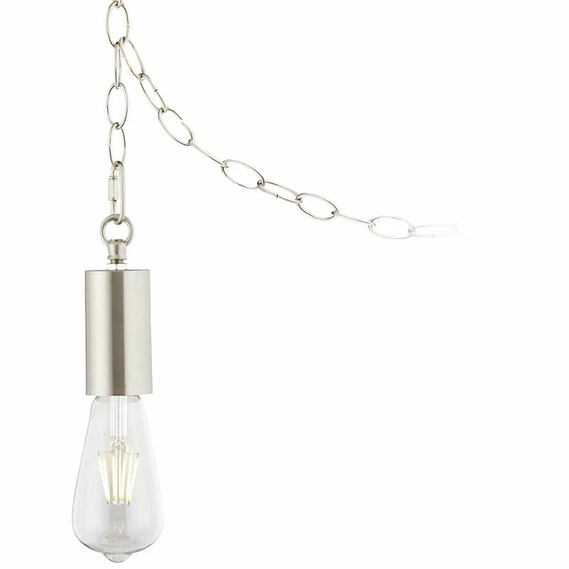 Possini Euro Nickel Plug-In Hanging Swag Chandelier With Edison LED Bulb 3 Possini Euro Nickel Plug-In Hanging Swag Chandelier With Edison LED Bulb