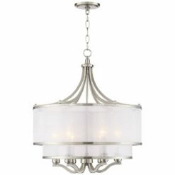 Possini Euro Nor 23" Wide 6-Light Brushed Nickel Drum Shade Pendant -Lighting Sales Shop possini euro nor 23 inch wide 6 light brushed nickel drum shade pendant 23m77views4