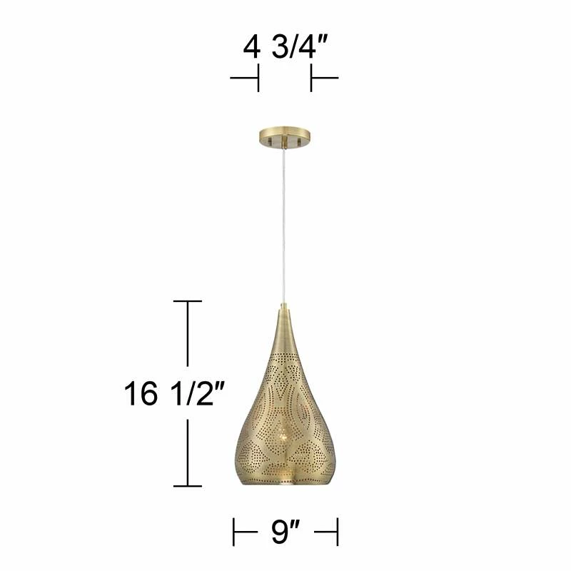 Possini Euro Safi 9" Wide Antique Brass Moroccan Mini Pendant Light 9 Possini Euro Safi 9" Wide Antique Brass Moroccan Mini Pendant Light - Image 7