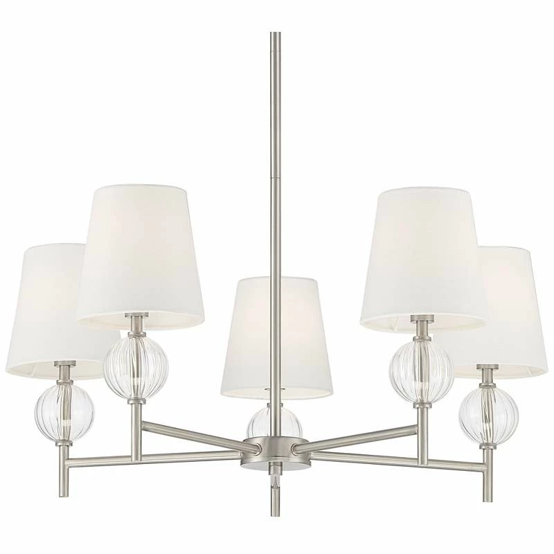 Possini Euro Sariac 24 3/4" Wide Brushed Nickel 5-Light Chandelier 4 Possini Euro Sariac 24 3/4" Wide Brushed Nickel 5-Light Chandelier - Image 2